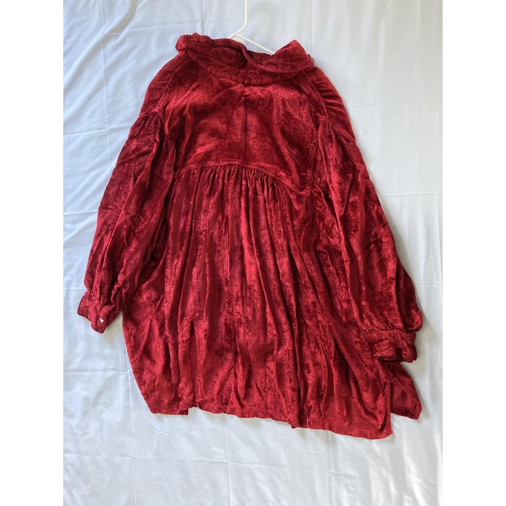 Denim 24/7 Shirt Women 24W Ruby Red Velvet Button Tunic Top Plus Long Sleeve - Picture 5 of 13